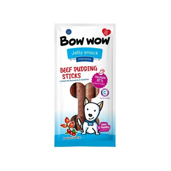 Bow Wow Sausages for dogs with beef, collagen, rosehip, cranberries 6pcs