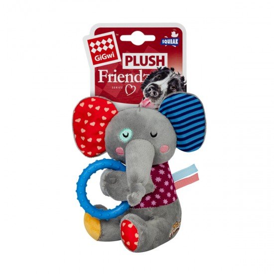 GiGwi Baby Elephant toy for dogs with a ring and a squeaker Plush Friendz textile, thermoplastic rubber 16cm