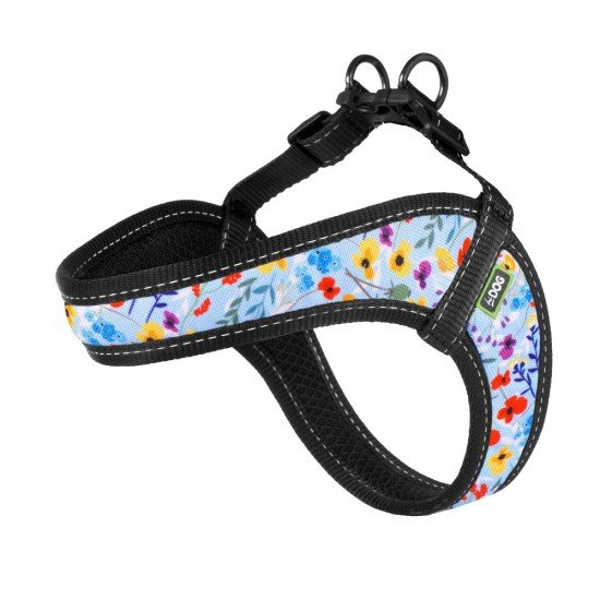 Harness for dogs HiDog Comfort Flowers blue