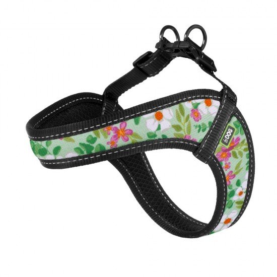 Harness for dogs HiDog Comfort Flowers mint green