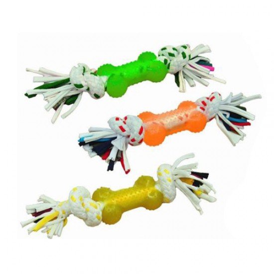 Pull & Tug Dog Rope Bone Toy with Teether for Small and Medium Dogs with 26cmX5cm