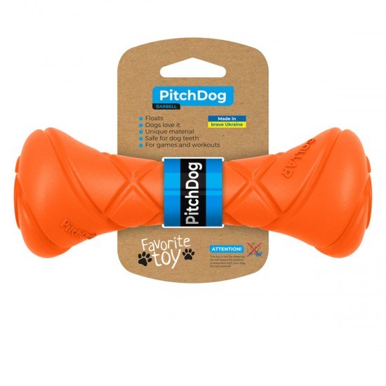 Dumbbell for dogs PitchDog Orange D19x7cm