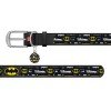 Waudog leather collar for dog design with pattern Batman3 metal buckle Black