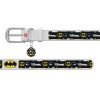 Waudog leather collar for dog design with pattern Batman3 metal buckle White