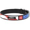 Waudog leather collar for dof design with pattern Stars and stripes metal buckle Black