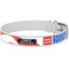 Waudog leather collar for dof design with pattern Stars and stripes metal buckle White