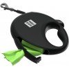 Waudog R-leash Dog Roulette Leash with Bag Container Reflective Tape Black