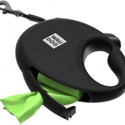 Waudog R-leash Dog Roulette Leash with Bag Container Reflective Tape Black Waudog R-leash Dog Roulette Leash with Bag Container Reflective Tape Black