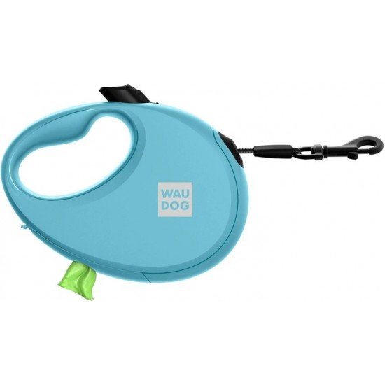 Waudog R-leash Dog Roulette Leash with Bag Container Reflective Tape Blue