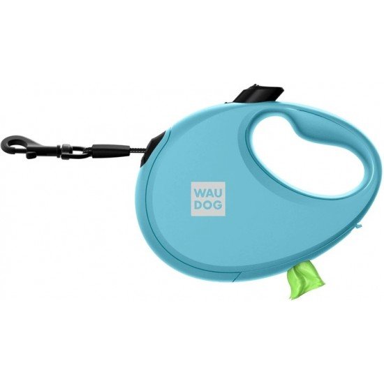 Waudog R-leash Dog Roulette Leash with Bag Container Reflective Tape Blue