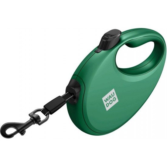 Waudog R-leash Dog Roulette Leash with Bag Container Reflective Tape Green