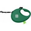 Waudog R-leash Dog Roulette Leash with Bag Container Reflective Tape Green