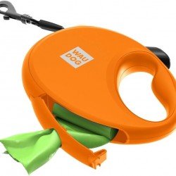 Waudog R-leash Dog Roulette Leash with Bag Container Reflective Tape Orange Waudog R-leash Dog Roulette Leash with Bag Container Reflective Tape Orange