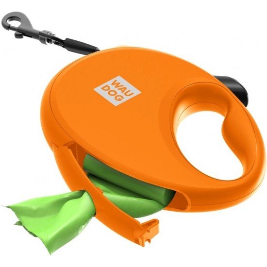 Waudog R-leash Dog Roulette Leash with Bag Container Reflective Tape Orange