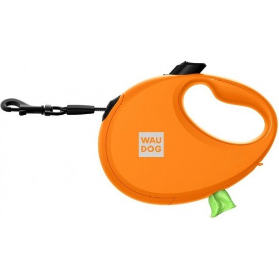 Waudog R-leash Dog Roulette Leash with Bag Container Reflective Tape Orange