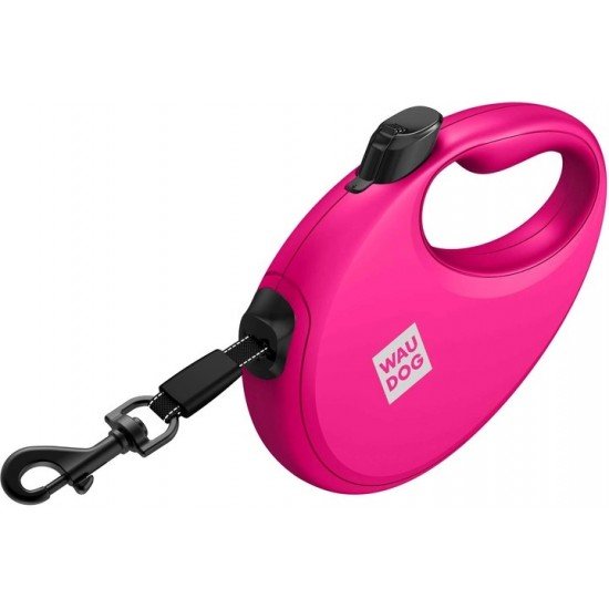 Waudog R-leash Dog Roulette Leash with Bag Container Reflective Tape Pink