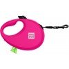 Waudog R-leash Dog Roulette Leash with Bag Container Reflective Tape Pink