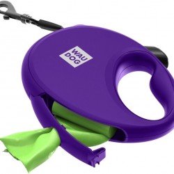 Waudog R-leash Dog Roulette Leash with Bag Container Reflective Tape Violet Waudog R-leash Dog Roulette Leash with Bag Container Reflective Tape Violet