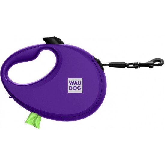 Waudog R-leash Dog Roulette Leash with Bag Container Reflective Tape Violet