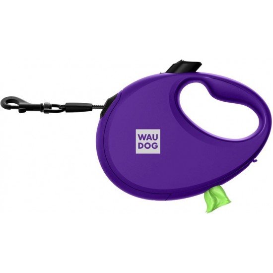 Waudog R-leash Dog Roulette Leash with Bag Container Reflective Tape Violet