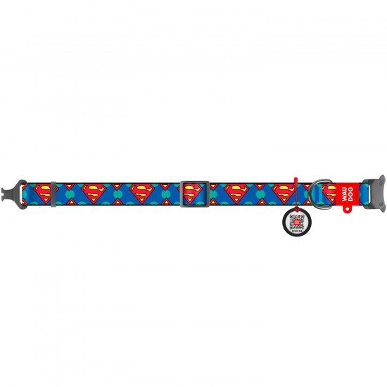 Waudog nylon collar for dog design with pattern Superman Logo