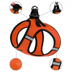 Harness for dogs Bronzedog Mesh Vest 3D mesh Orange