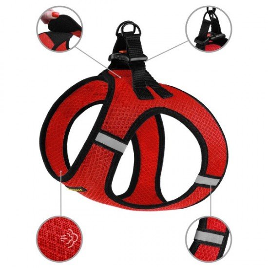 Harness for dogs Bronzedog Mesh Vest 3D mesh Red