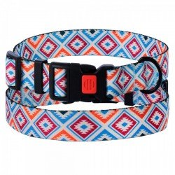 Collar for dogs BronzeDog Urban Hutsulsky Nylon Plastic Buckle Dark Blue