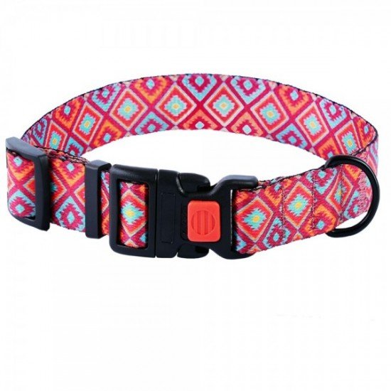 Collar for dogs BronzeDog Urban Hutsulsky Nylon Plastic Buckle Red