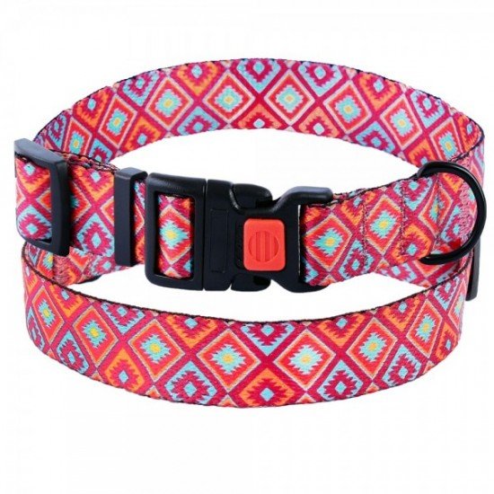 Collar for dogs BronzeDog Urban Hutsulsky Nylon Plastic Buckle Red