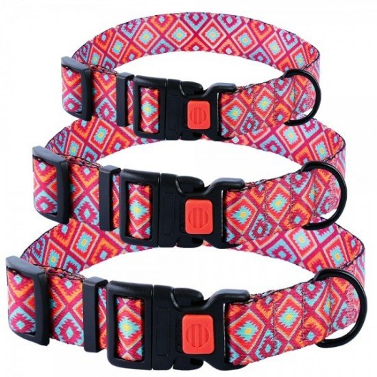 Collar for dogs BronzeDog Urban Hutsulsky Nylon Plastic Buckle Red