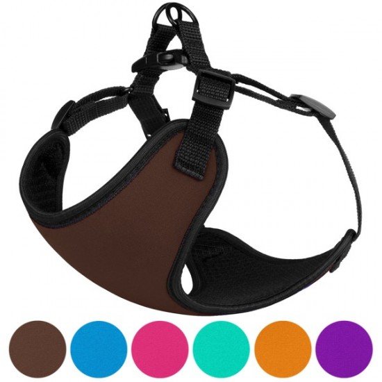 Harness for small breed dogs Bronzedog Sport Neoprene 3D Mesh Brown