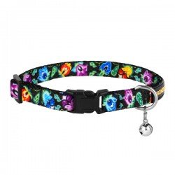 Collar for cat Bronzedog Urban Folk Nylon Plastic Buckle and Bell Black