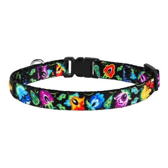 Collar for cat Bronzedog Urban Folk Nylon Plastic Buckle and Bell Black