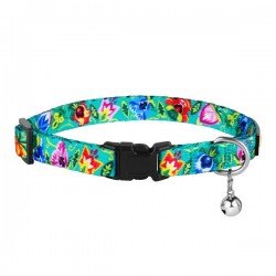 Collar for cat Bronzedog Urban Folk Nylon Plastic Buckle and Bell Menthol