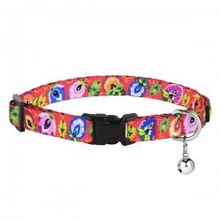 Collar for cat Bronzedog Urban Folk Nylon Plastic Buckle and Bell Coral