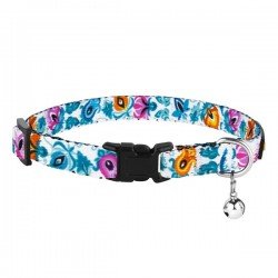 Collar for cat Bronzedog Urban Folk Nylon Plastic Buckle and Bell White