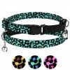 Collar for cat Bronzedog Urban Leopard Nylon Plastic Buckle and Bell Turquoise