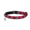 Collar for cats BronzeDog Urban Skull Nylon elastic with bell Red