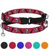 Collar for cats BronzeDog Urban Skull Nylon elastic with bell Red