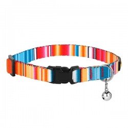 Collar for cat Bronzedog Urban West Nylon Plastic Buckle and Bell Red