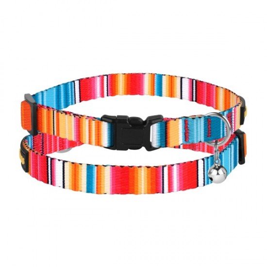 Collar for cat Bronzedog Urban West Nylon Plastic Buckle and Bell Red