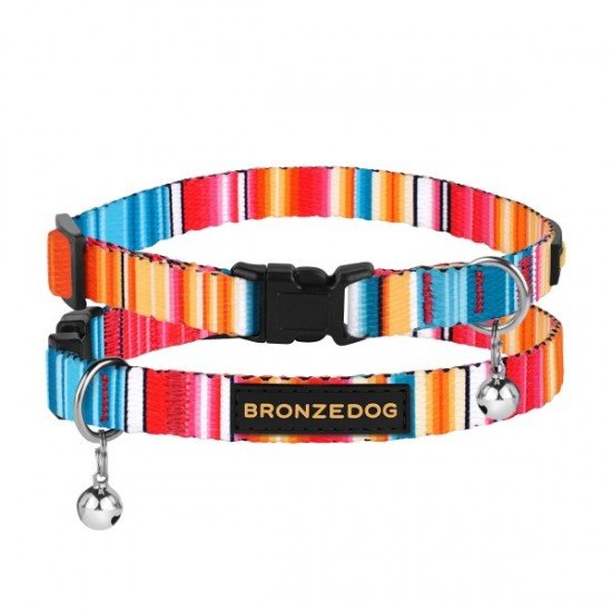 Collar for cat Bronzedog Urban West Nylon Plastic Buckle and Bell Red