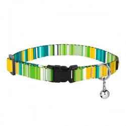 Collar for cat Bronzedog Urban West Nylon Plastic Buckle and Bell Lettuce