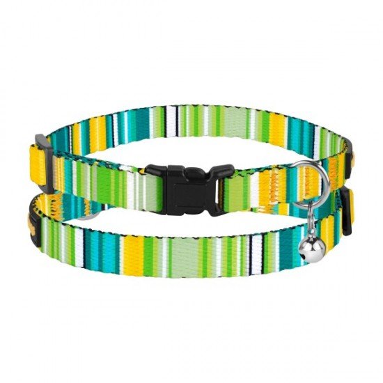 Collar for cat Bronzedog Urban West Nylon Plastic Buckle and Bell Lettuce