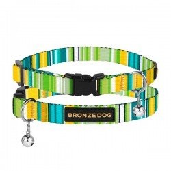 Collar for cat Bronzedog Urban West Nylon Plastic Buckle and Bell Lettuce
