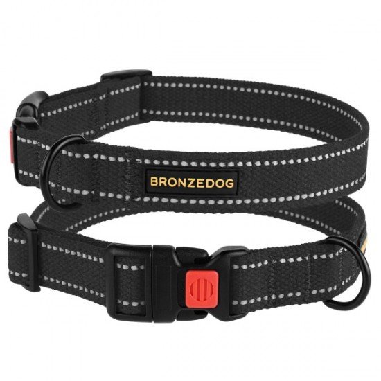 Collar for Dogs Bronzedog Cotton Reflective Tarpaulin Graphite