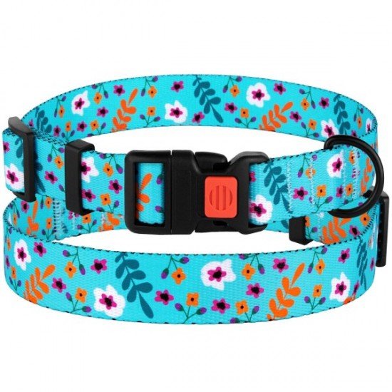 Collar for dogs BronzeDog Urban Flowers Nylon Plastic Buckle Menthol