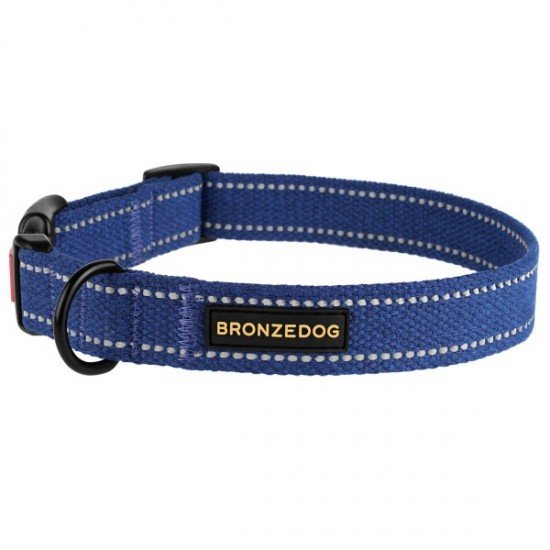 Collar for Dogs Bronzedog Cotton Reflective Tarpaulin Dark Blue