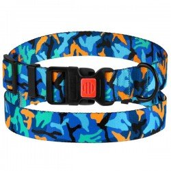Collar for Dog BronzeDog Urban Camo Nylon Plastic Buckle Dark Blue